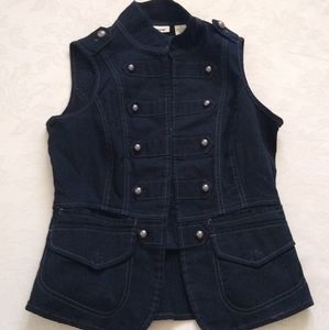 Donna Karan NY Jeans vintage military army denim jeans vest sleeveless top